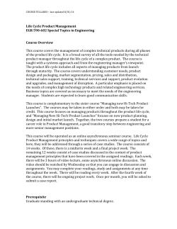 Life Cycle Product Management EGR 590