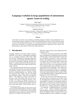 Language evolution in large populations of autonomous agents