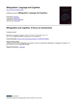 Bilingualism: Language and Cognition Bilingualism and cognition: A