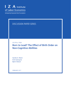 Born to Lead? The Effect of Birth Order on Non-Cognitive Abilities