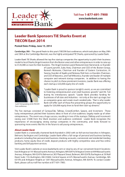 Leader Bank Sponsors TiE Sharks Event at TiECON East 2014