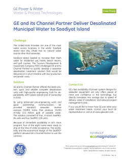 GE and its Channel Partner Deliver Desalinated Municipal Water to