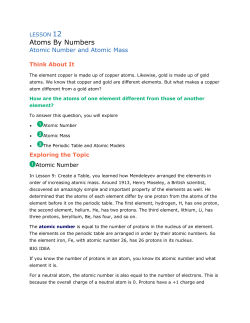 LESSON 12 Atoms By Numbers Atomic Number and Atomic Mass