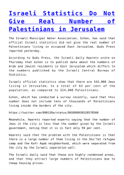 Israeli Statistics Do Not Give Real Number of Palestinians in