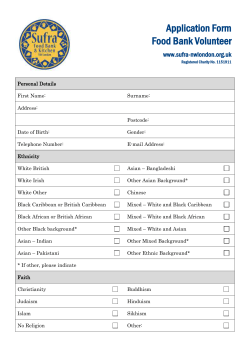 Application Form Food Bank Volunteer