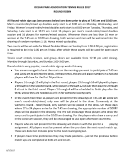 OCEAN PARK ASSOCIATION TENNIS RULES 2017