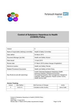 COSHH (Control of Substance Hazardous to Health) Policy