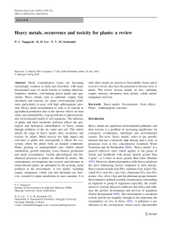 Heavy metals, occurrence and toxicity for plants: a review