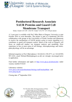 Postdoctoral Research Associate SAUR Proteins and Guard Cell