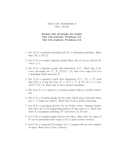 Math 416, Homework 3 Due: 03/20 Assume that all graphs are