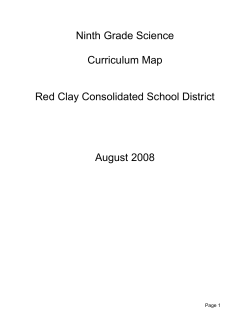 9th Grade Science Curriculum Map