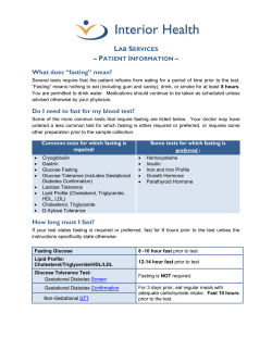 "fasting" requirements - Interior Health Authority