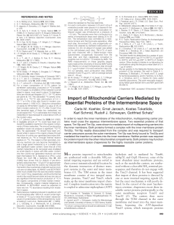 Import of Mitochondrial Carriers Mediated by - IMBB