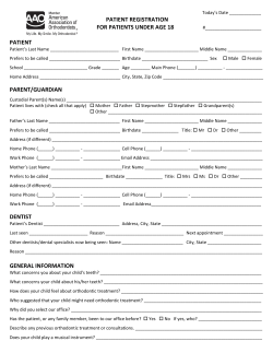 patient registration for patients under age 18 patient parent/guardian