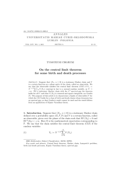 On the central limit theorem for some birth and death processes
