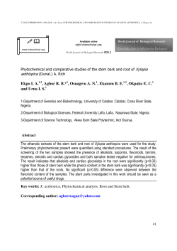 Phytochemical and comparative studies of the stem bark and root of