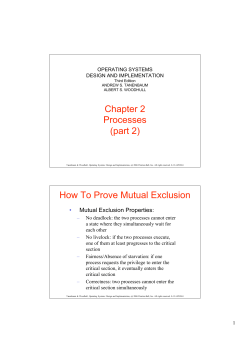 Chapter 2 Processes (part 2) How To Prove Mutual Exclusion