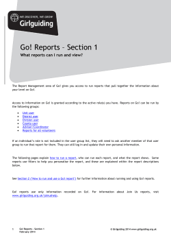 Go! Reports &ndash; Section 1