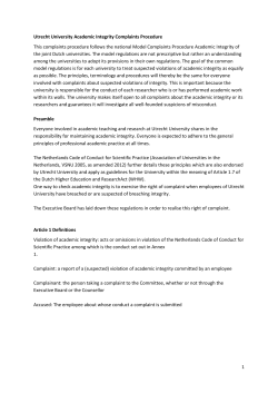1 Utrecht University Academic Integrity Complaints Procedure This