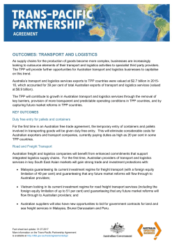 Outcomes: Transport and logistics