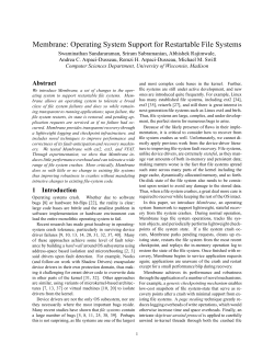 Membrane: Operating System Support for Restartable File Systems