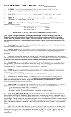 student housing lease agreement dated