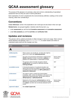 QCAA assessment glossary
