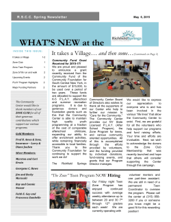 RSCC Spring Newsletter - Richfield Springs Community Center