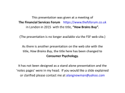 Financial Services Forum - Consumer Psychology