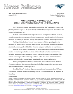 Amtrak Names Armando Silva Chief, Operations Research and