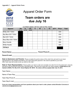 Appendix C - Apparel Order Form