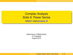 Complex Analysis Slide 9: Power Series