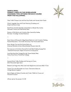 sample menu sunday lunch in the wheelhouse choosing two options