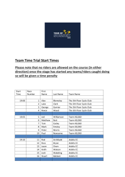Team Time Trial Start Times