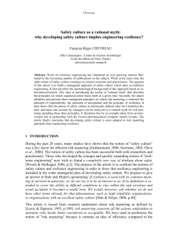 Safety culture as a rational myth - Resilience Engineering Association