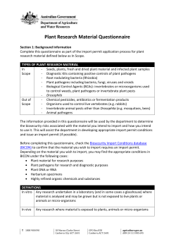 Plant research material questionnaire