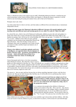 Article on Montessori 2013 - Wharfedale Montessori School