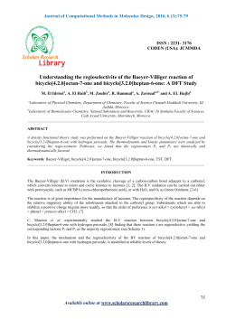 Understanding the regioselectivite of the Baeyer