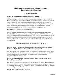 National Registry of Certified Medical Examiners Frequently Asked