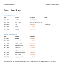Board Positions - Havelock Minor Hockey Association