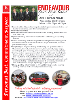 2017 open night - Endeavour Sports High School