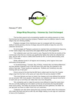 Silage Wrap Recycling &ndash; Volumes Up, Cost Unchanged
