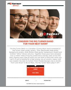 CONSIDER THE RIQ TURNER BAND FOR YOUR NEXT EVENT