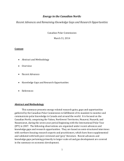 Energy in the Canadian North: Recent Advances and Remaining