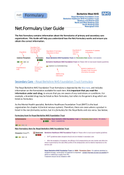The Royal Berkshire NHS Foundation Trust formulary is depicted by