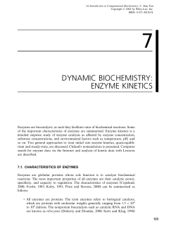 DYNAMIC BIOCHEMISTRY: ENZYME KINETICS