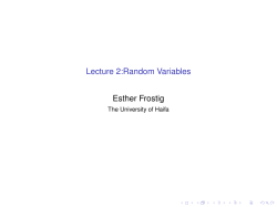 - Lecture 2:Random Variables