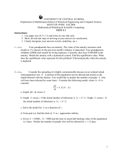 UNIVERSITY OF CENTRAL FLORIDA Department of Mathematics