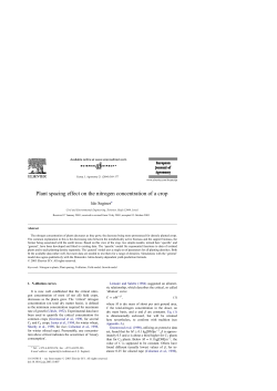 Plant spacing effect on the nitrogen concentration of a crop