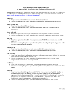 Proxy Hour Equivalents and Award Criteria for Approved ABE